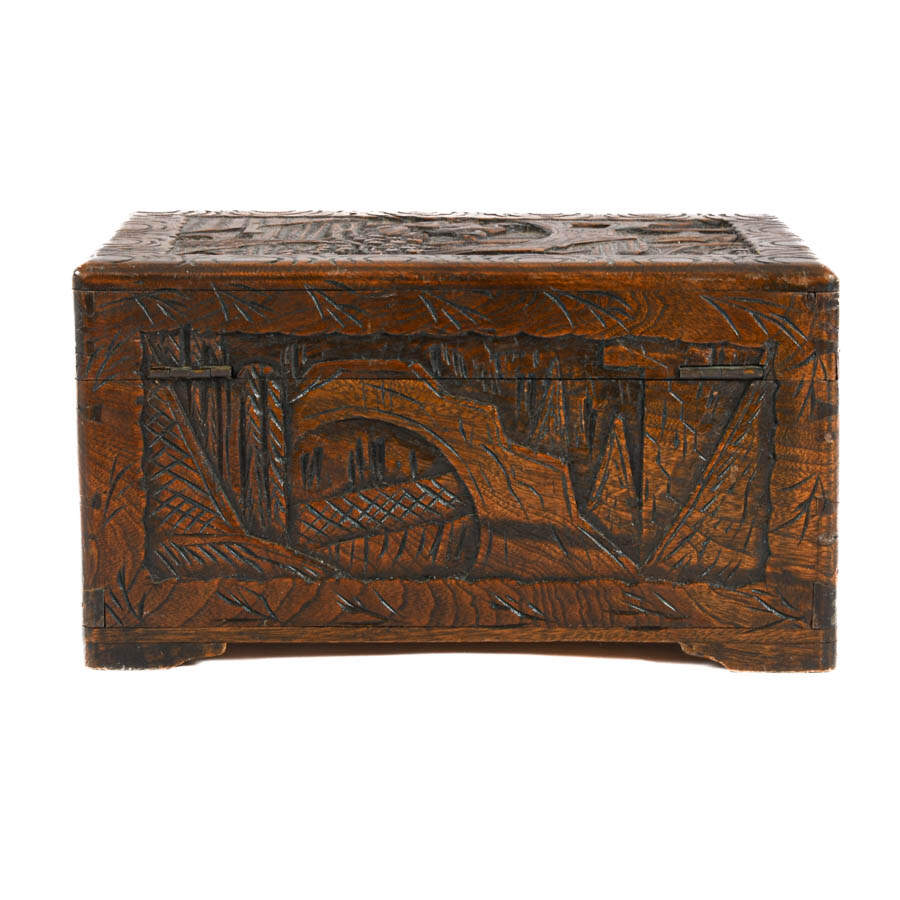 Chinese Carved Wood Camphor Storage Box-6