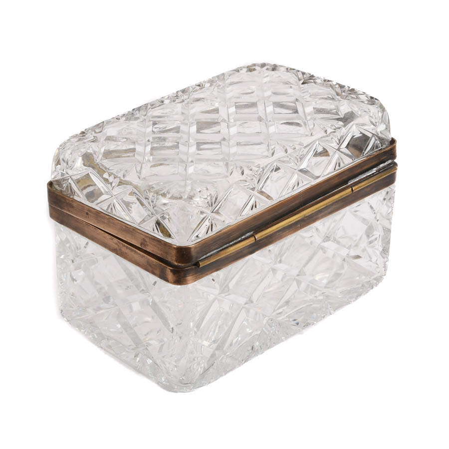 Antique French Cut Crystal and Ormolu Jewelry Casket Box-4