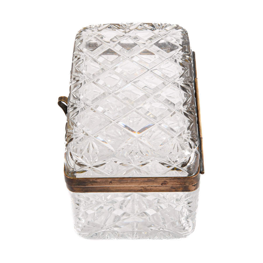 Antique French Cut Crystal and Ormolu Jewelry Casket Box-3