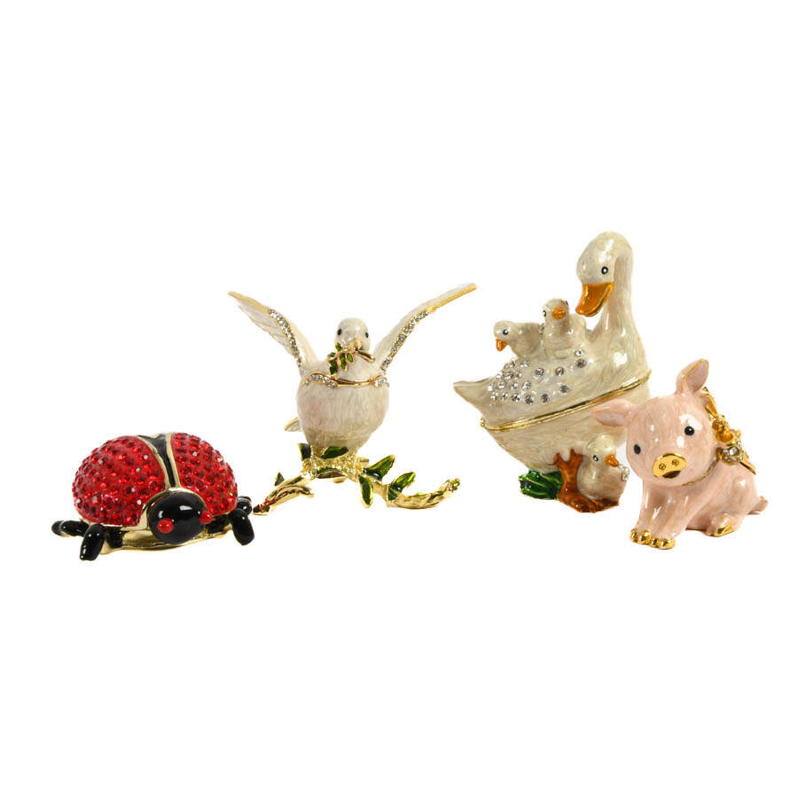 Grouping of Four Figural Jeweled Boxes-1