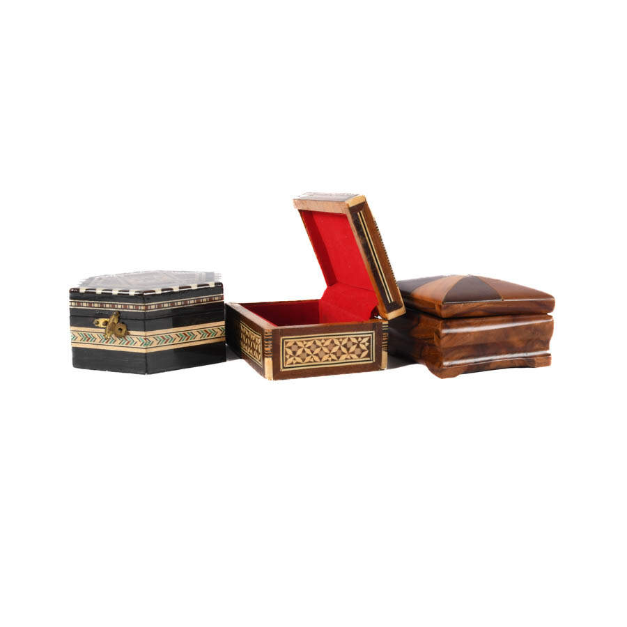 Group of Three Marquetry and Inlaid Trinket Boxes-2