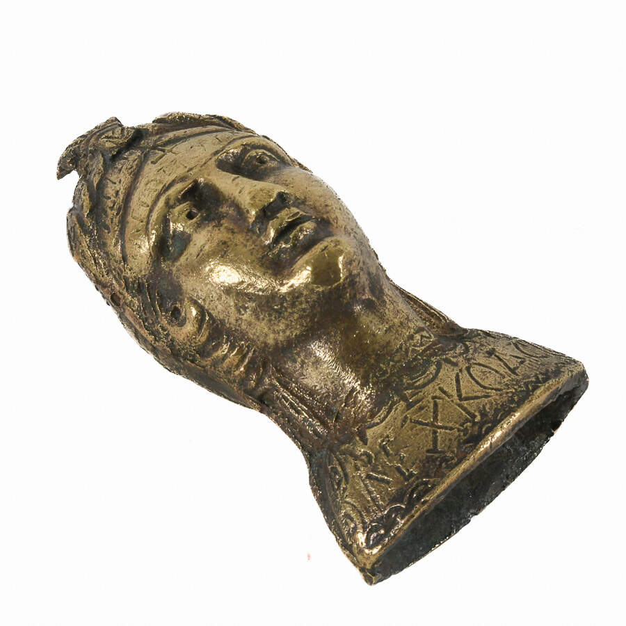 Brass Sculpture Woman's Head-8