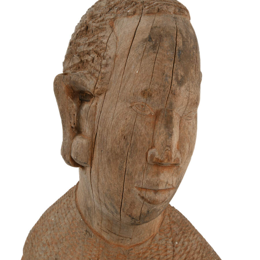 Antique Carved African Female Bust-10