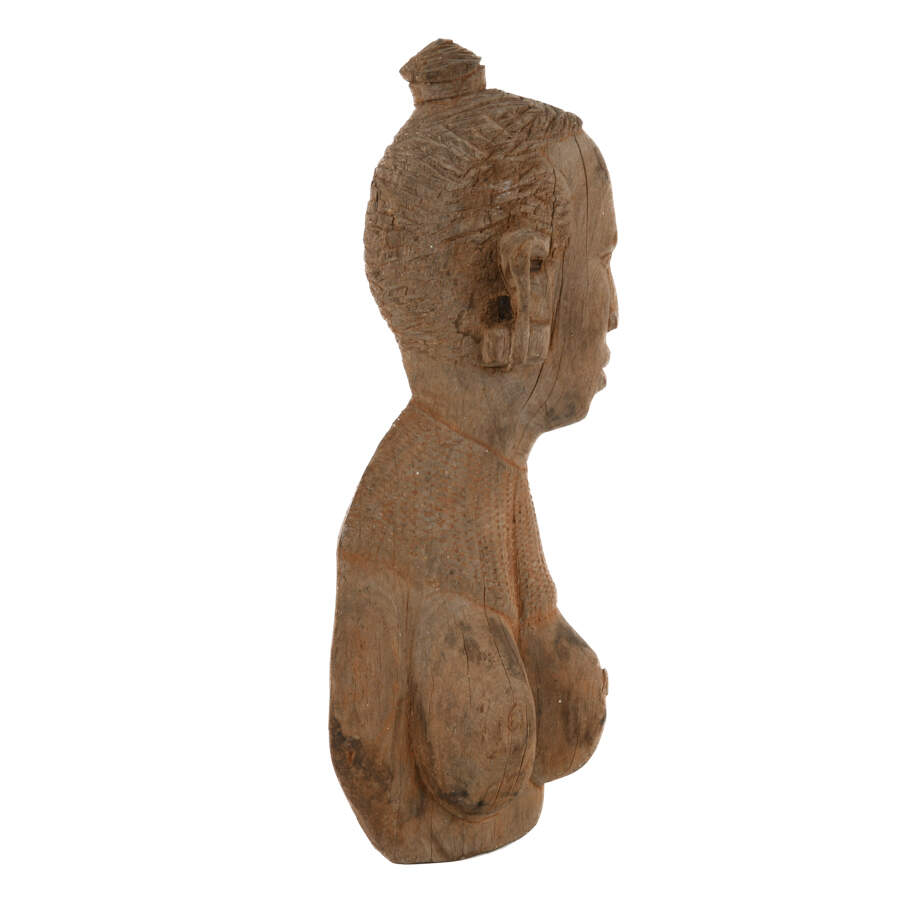 Antique Carved African Female Bust-8