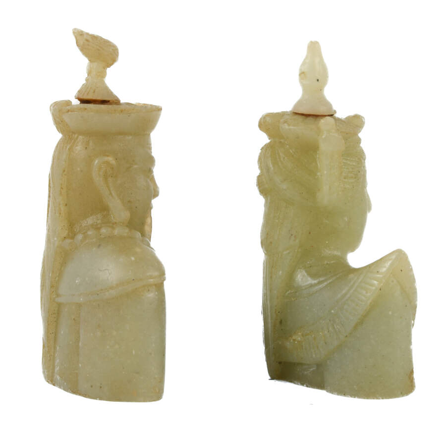 Pair Chinese Carved Nephrite Emperor and Empress Figures-10