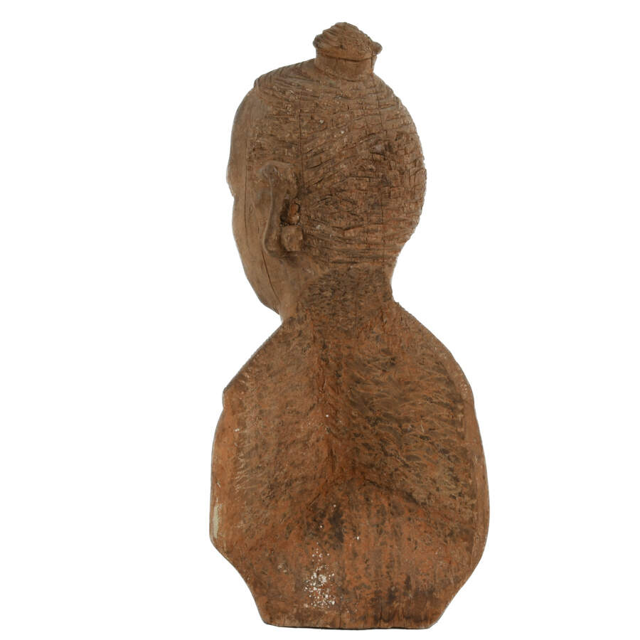 Antique Carved African Female Bust-5