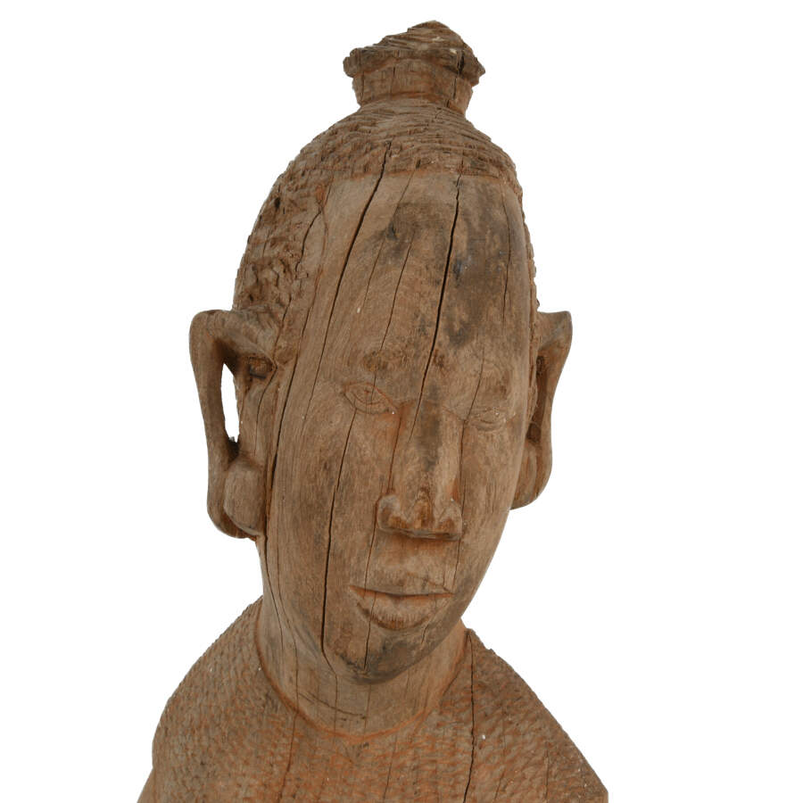 Antique Carved African Female Bust-4
