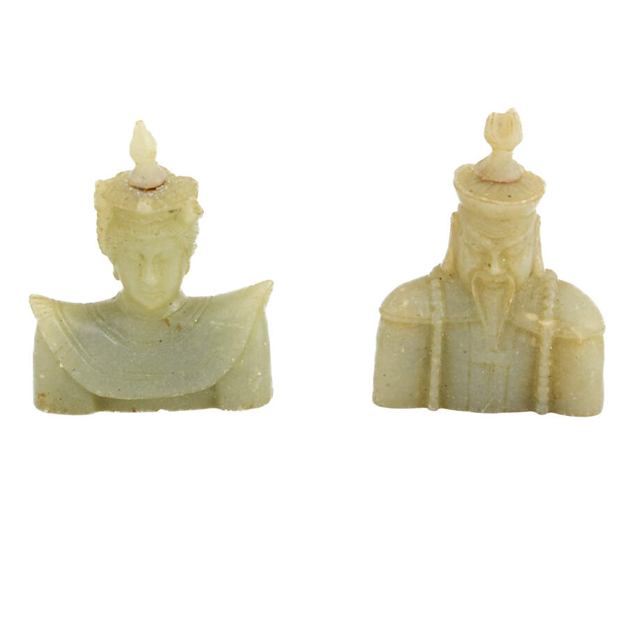 Pair Chinese Carved Nephrite Emperor and Empress Figures-1