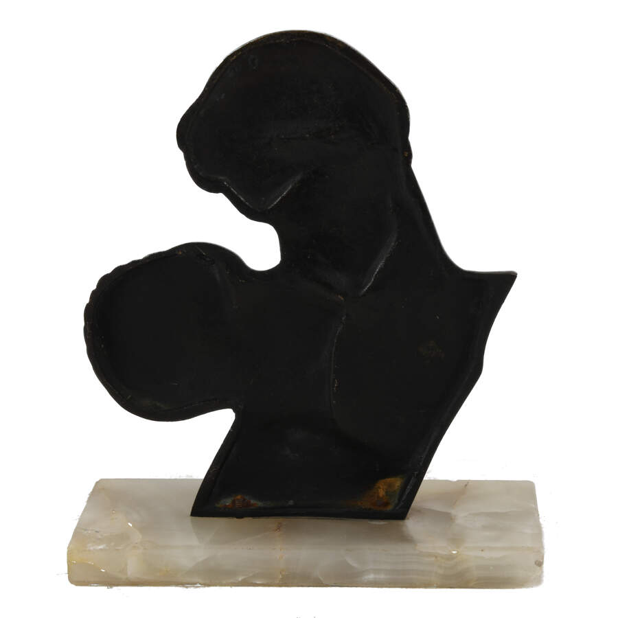 Bronze African Couple Bust on a Marble Base-5