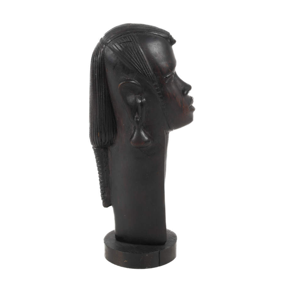African Kenyan Carved Wood Figural Bust-6