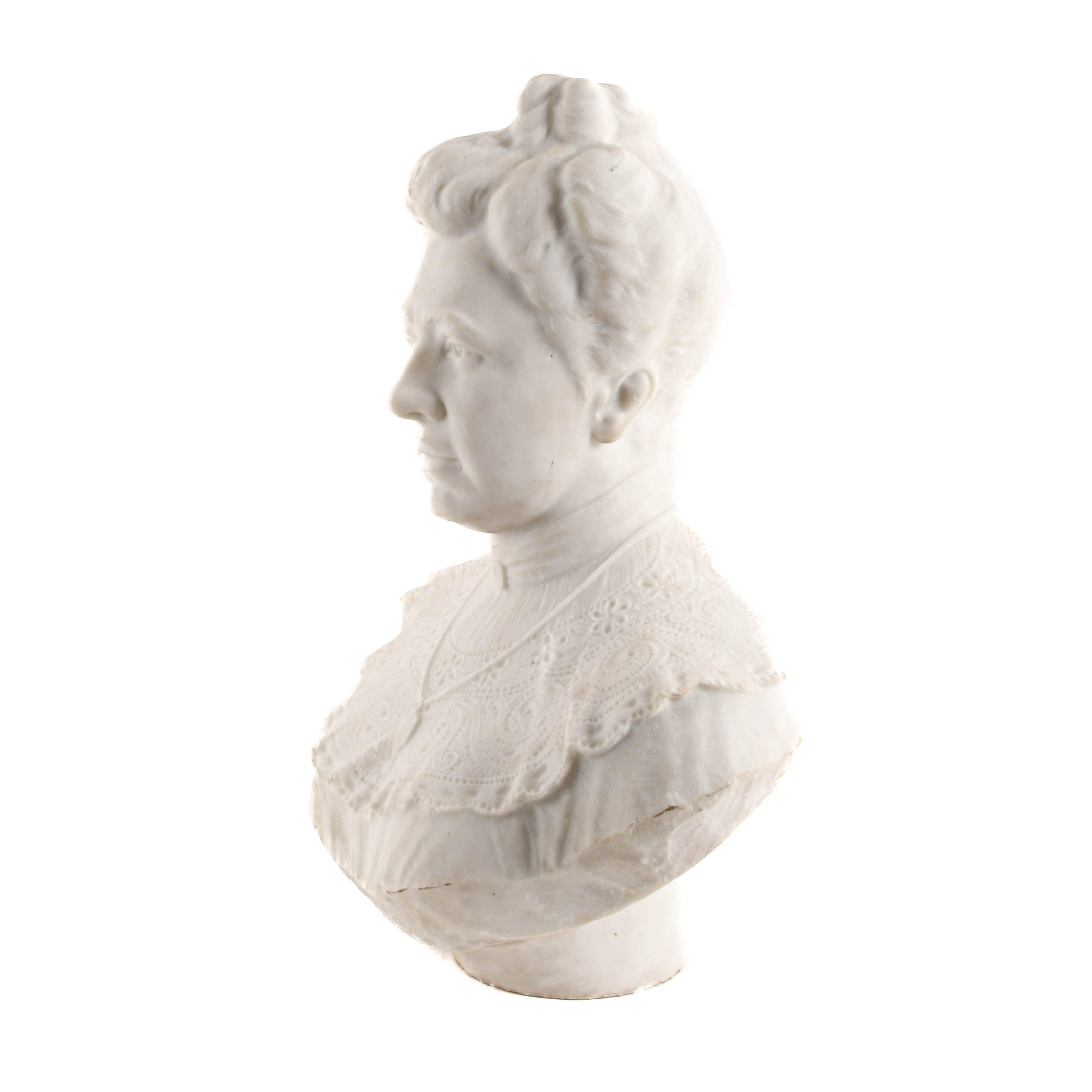 Signed Victorian Marble Bust of a Lady-5