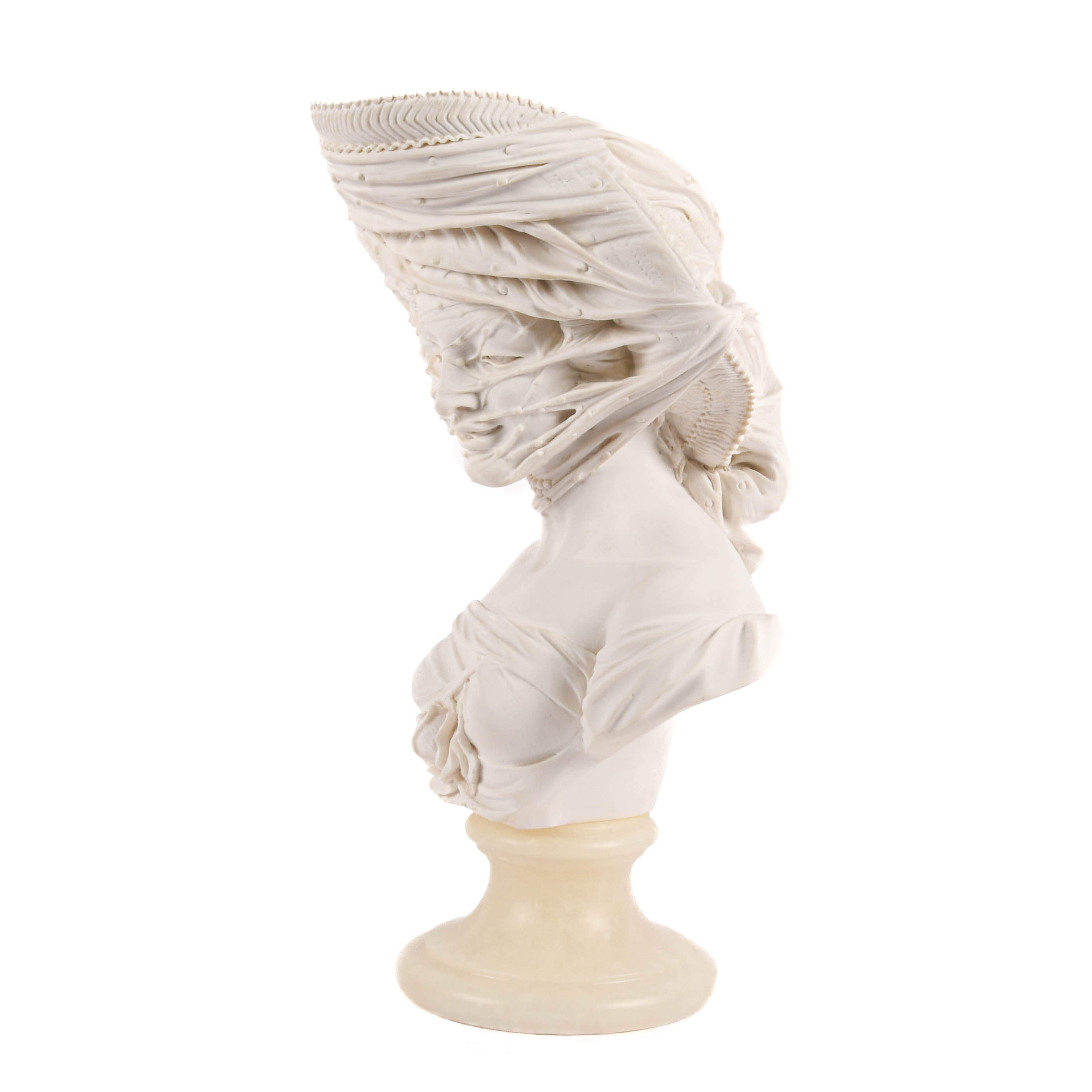 Signed A. Giannelli 2004 "Lady in Veil" Mixed Media Bust-3