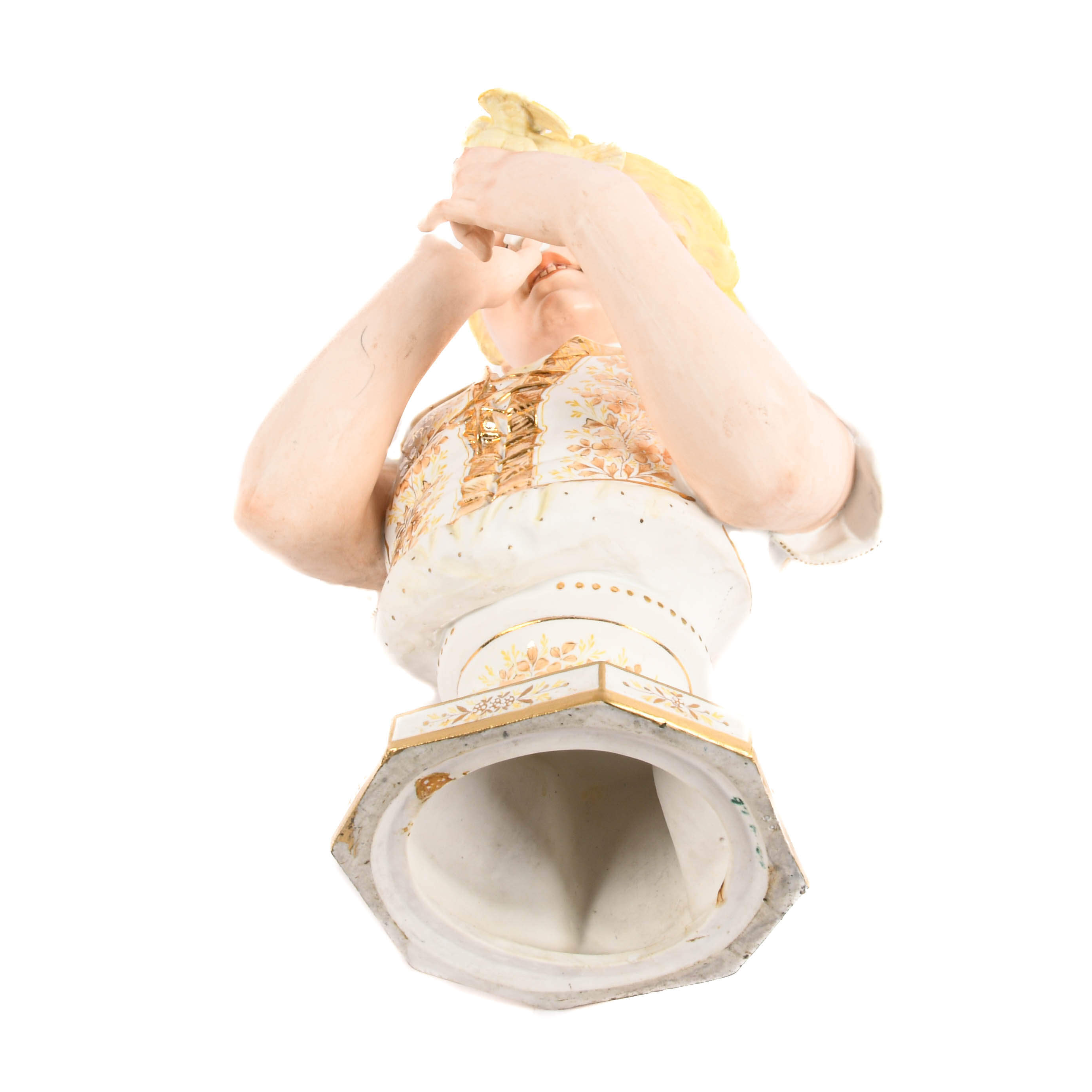 Antique Bisque Whispers to a Bird Bust-8