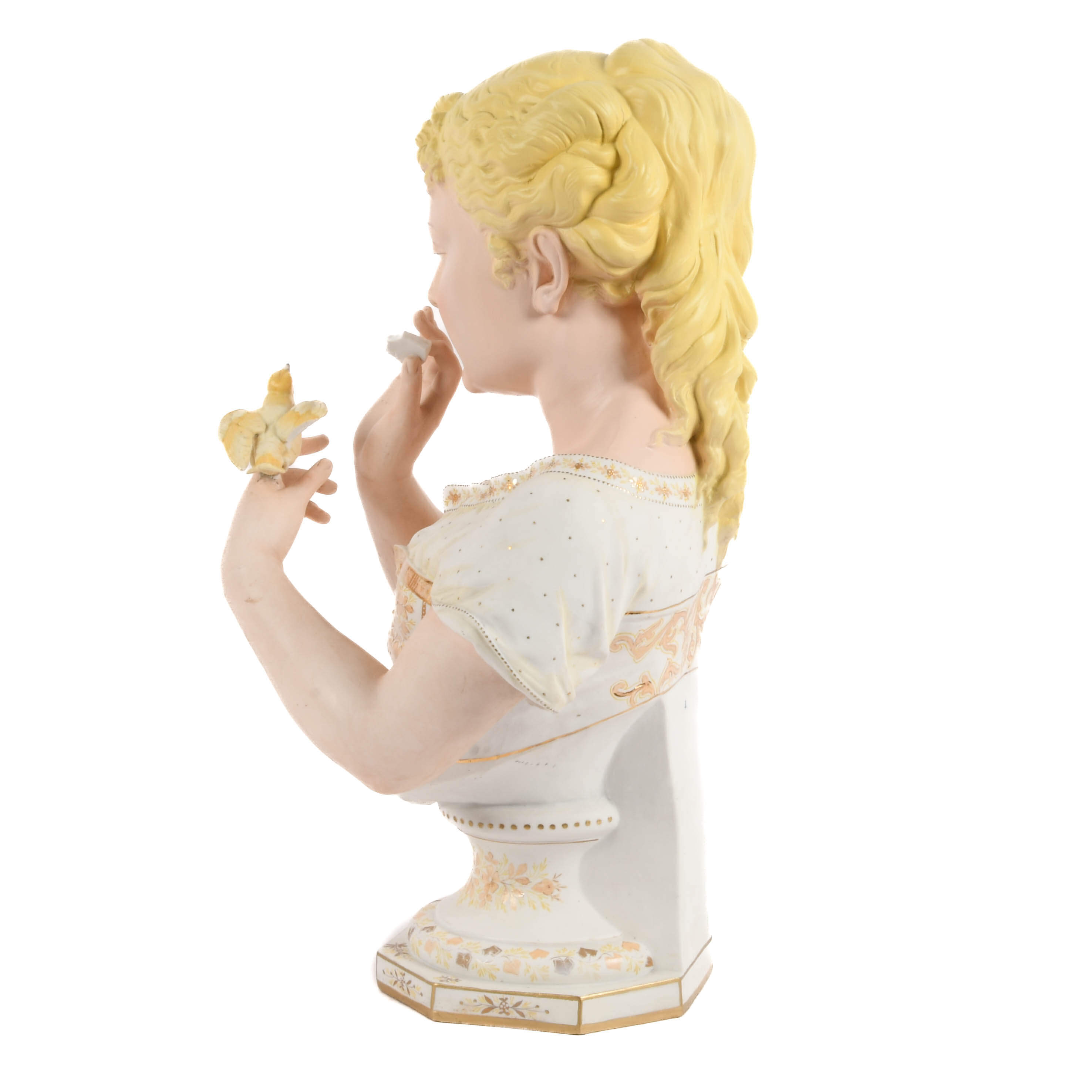 Antique Bisque Whispers to a Bird Bust-6