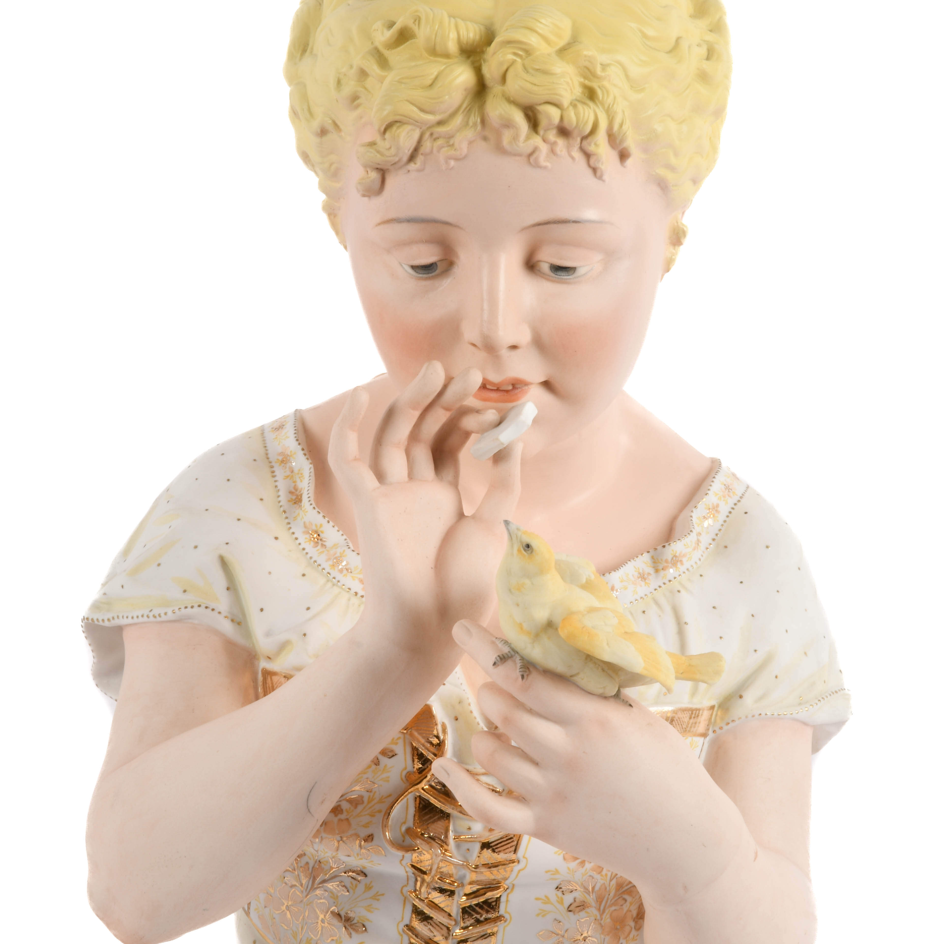 Antique Bisque Whispers to a Bird Bust-3
