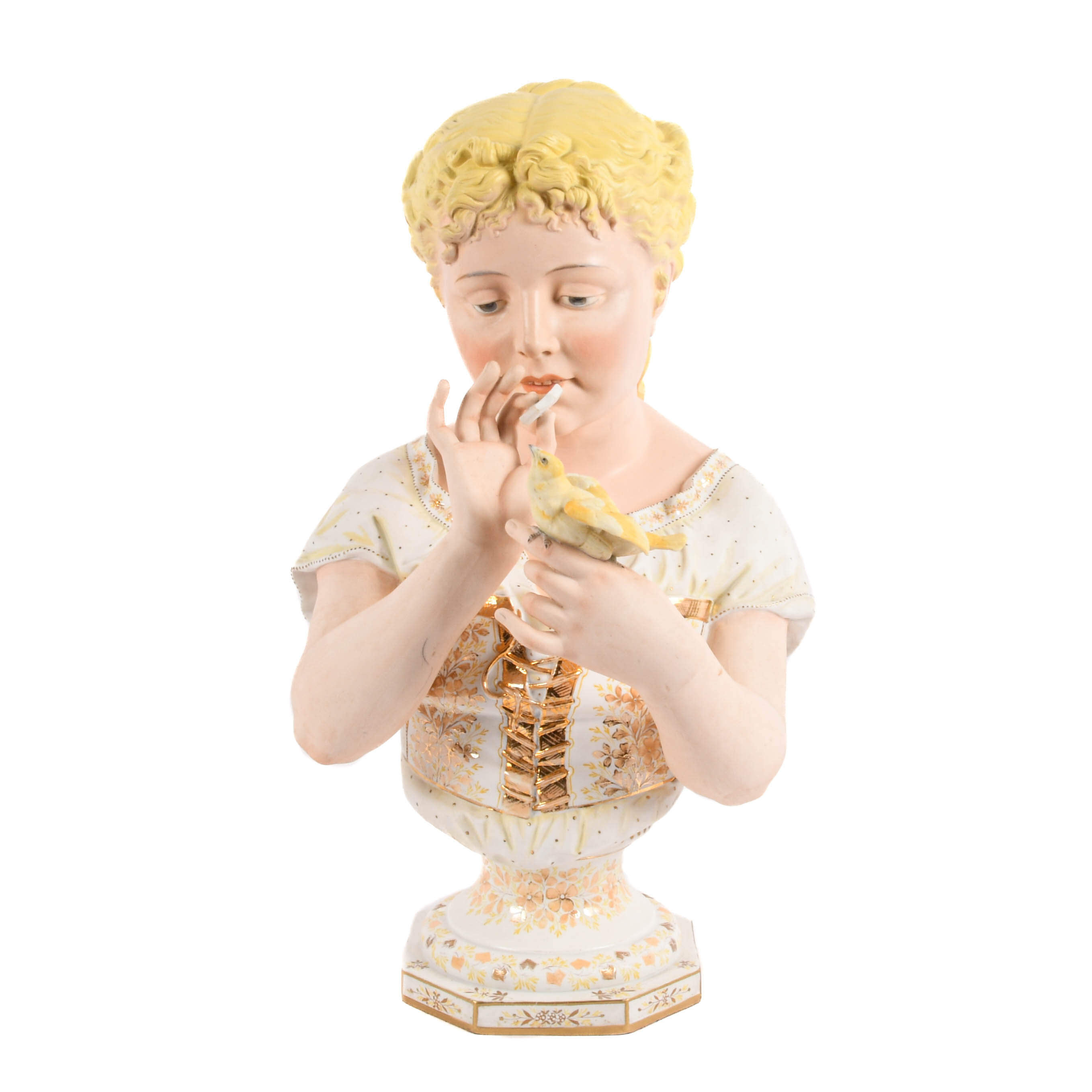 Antique Bisque Whispers to a Bird Bust-1