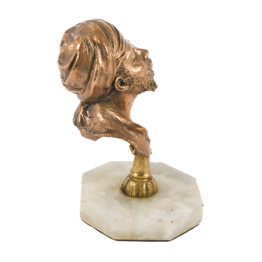 Gilt Bronze Figural Man Bust on Marble-5
