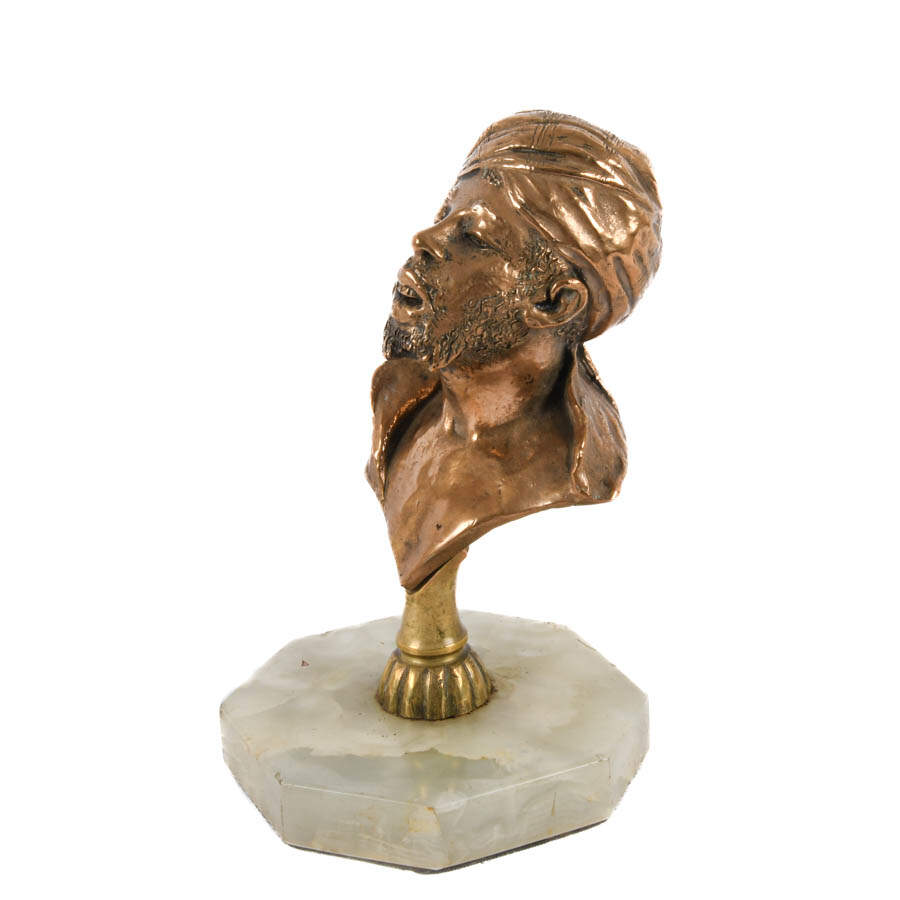 Gilt Bronze Figural Man Bust on Marble-3