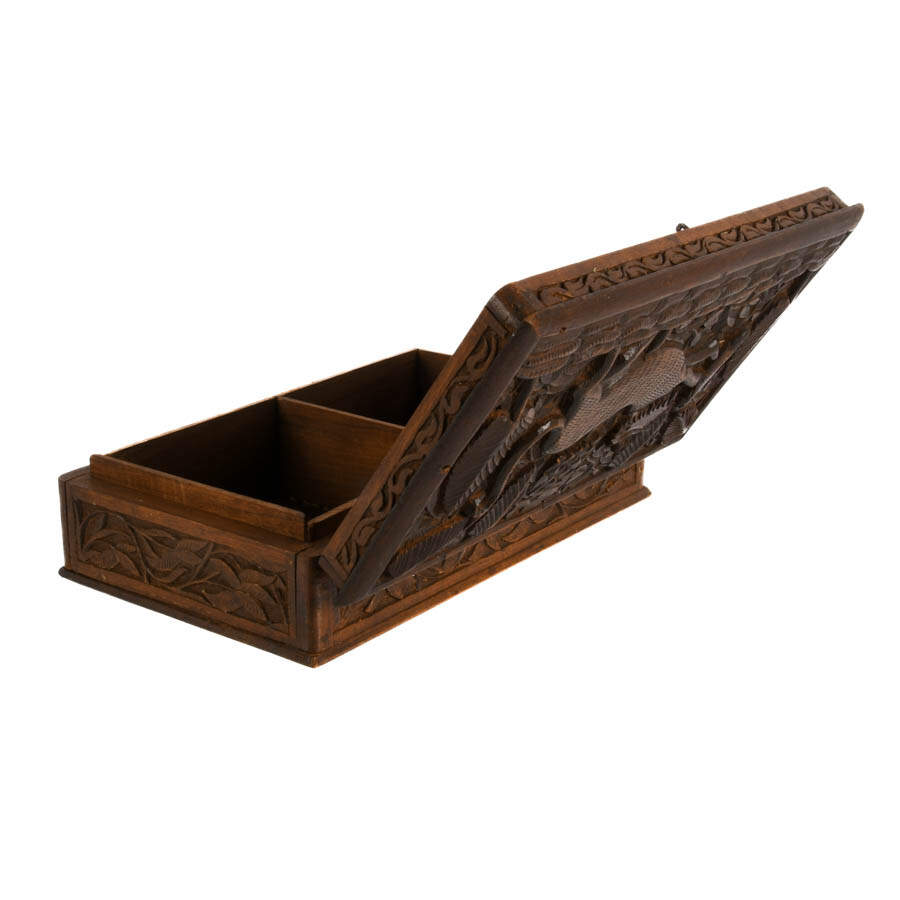 Lidded and Footed Wooden Document Box-4