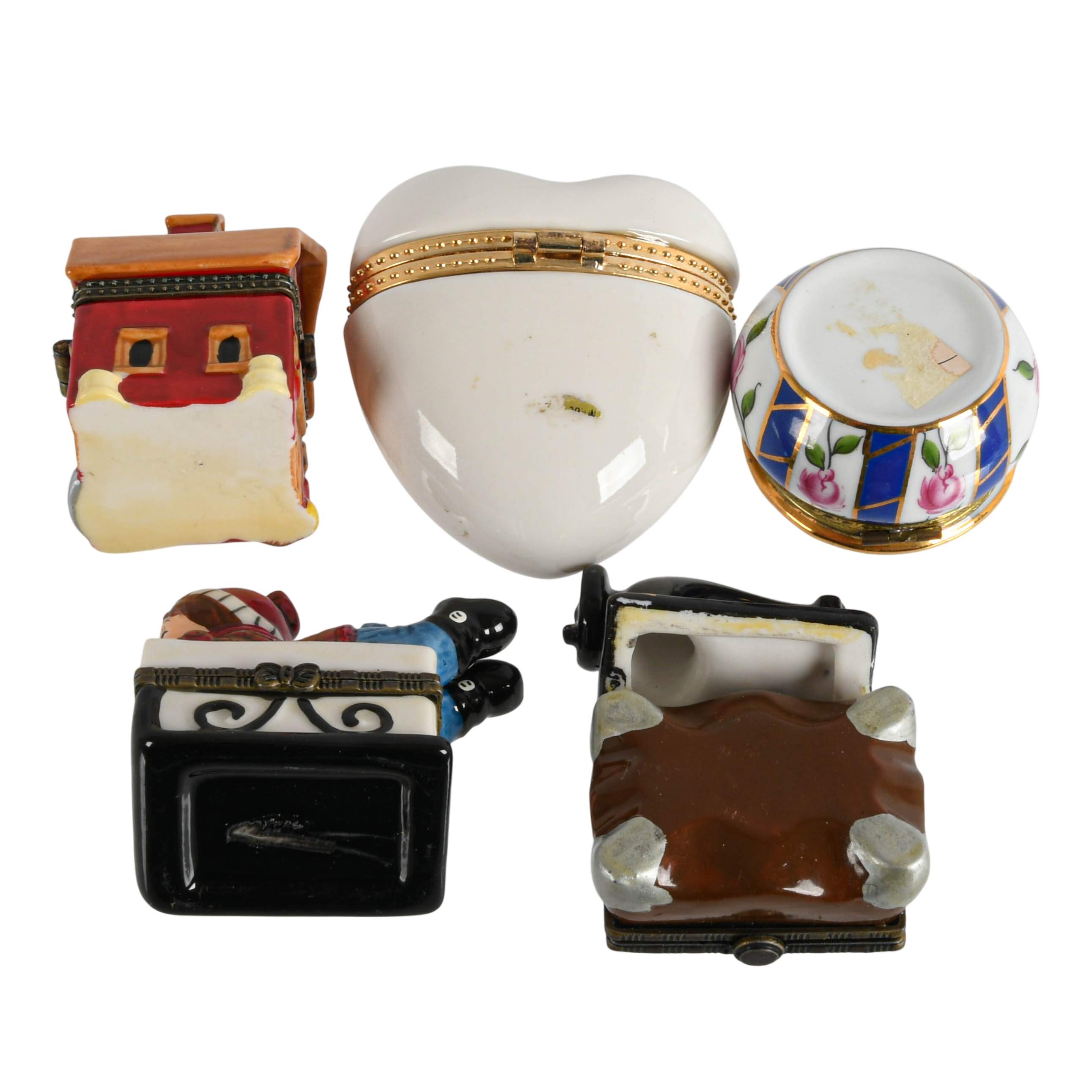 Set of Five Figural Porcelain Trinket Boxes-15