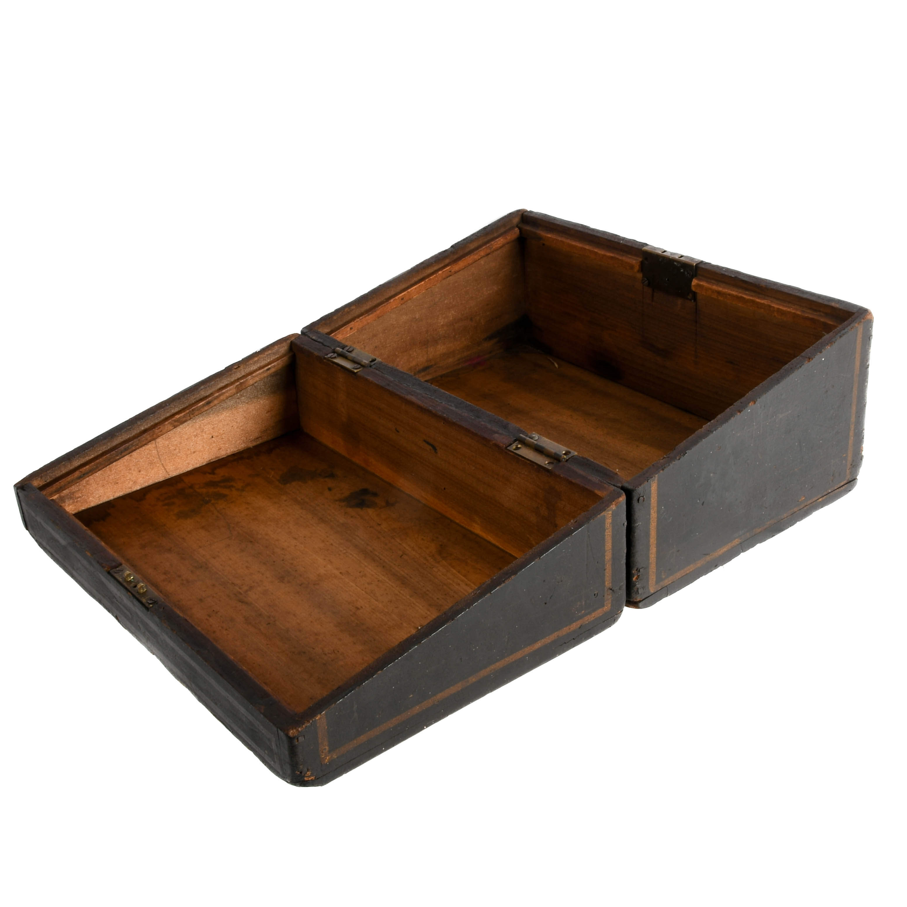 Antique Embossed Mono "F" Wood Travel Writing Desk Box-5