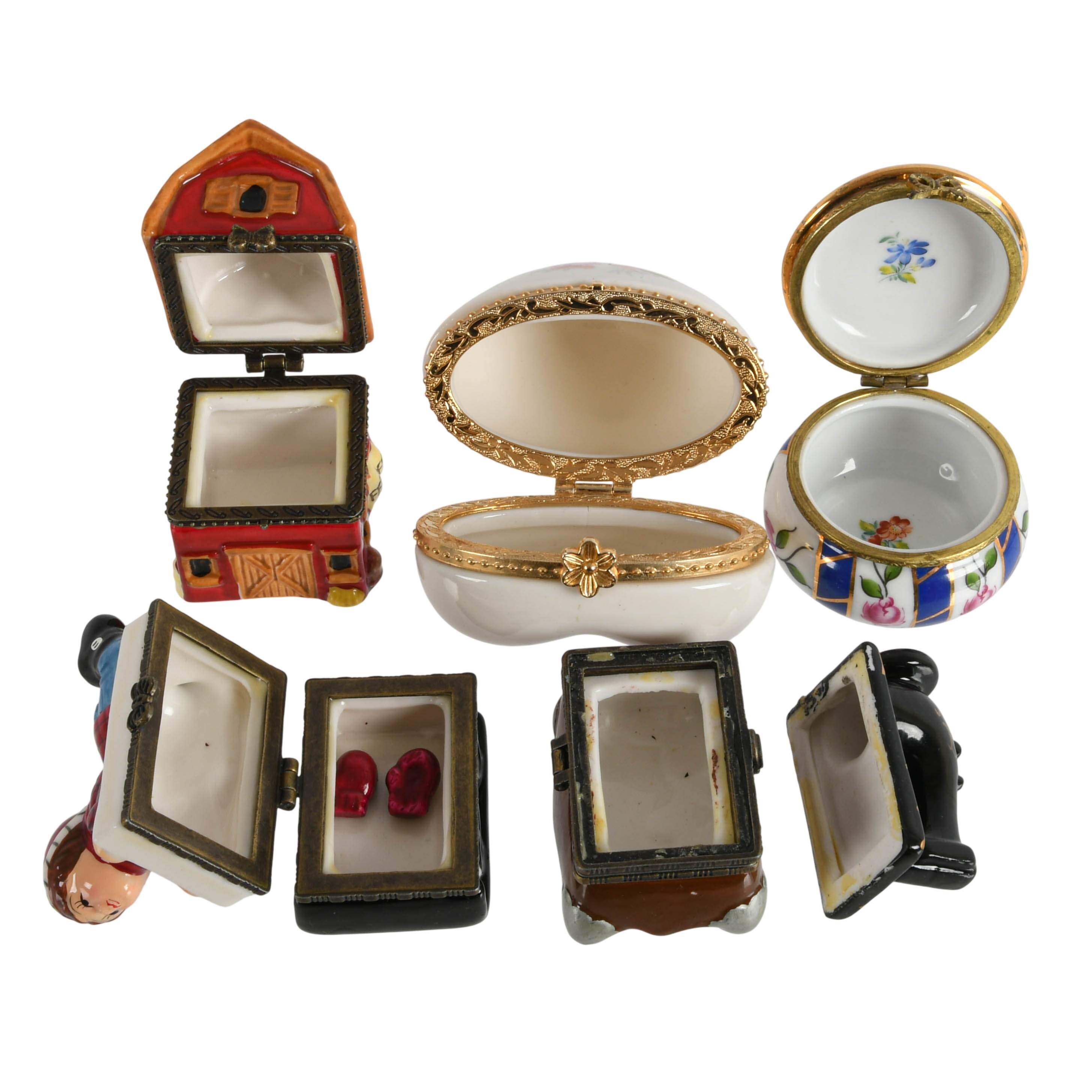 Set of Five Figural Porcelain Trinket Boxes-6