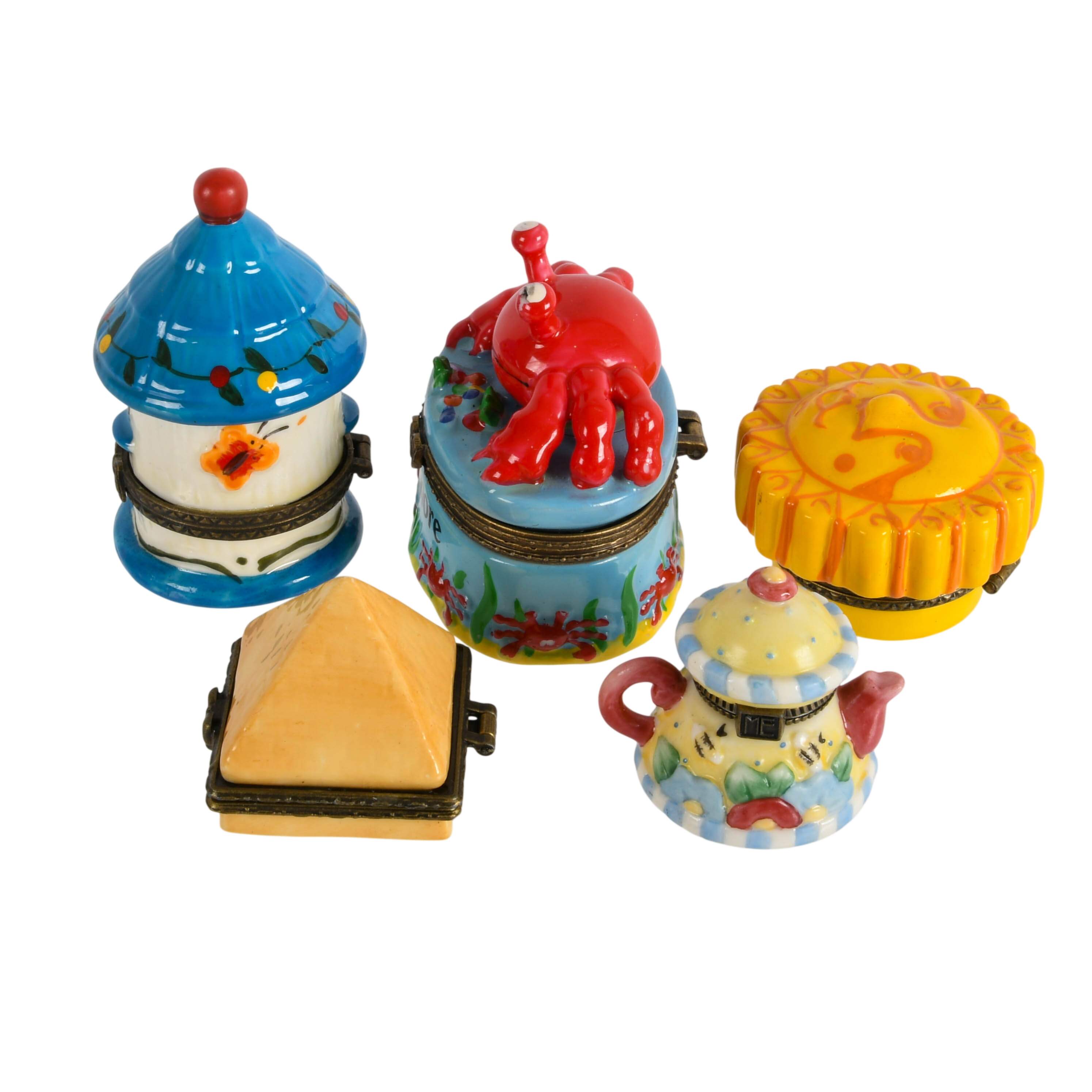 Set of Five Porcelain Figural Trinket Boxes-2