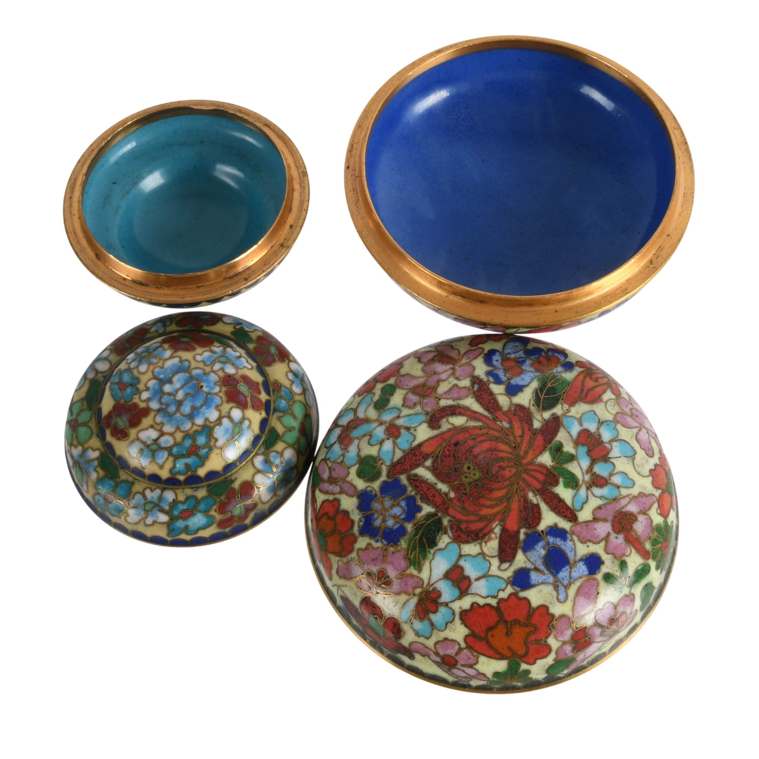 Antique Chinese Resin Box and Two Chinese Cloisonné Lidded Boxes-7