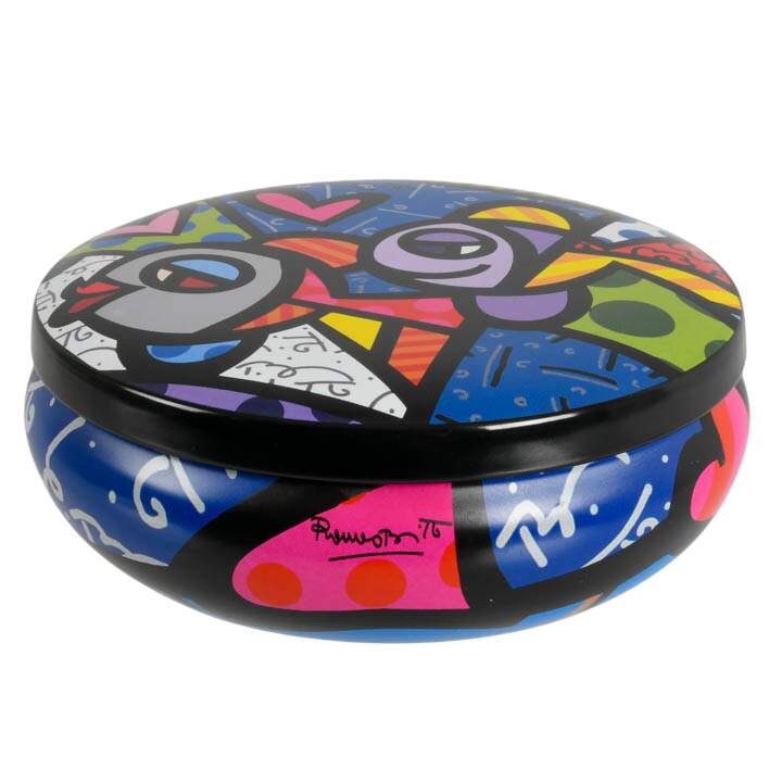Retired 2005 Romero Britto Tin Pop Art "Fishbowl" Trinket Box-1
