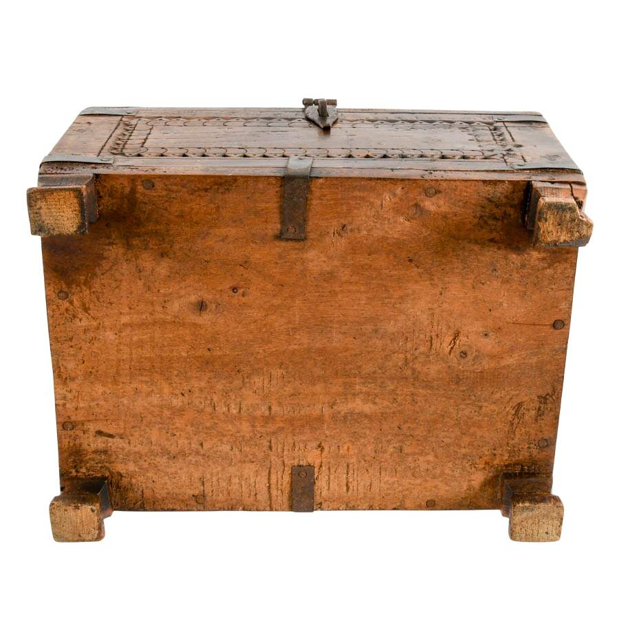 Antique Indian Hand-Carved Wood Merchant's Box-8