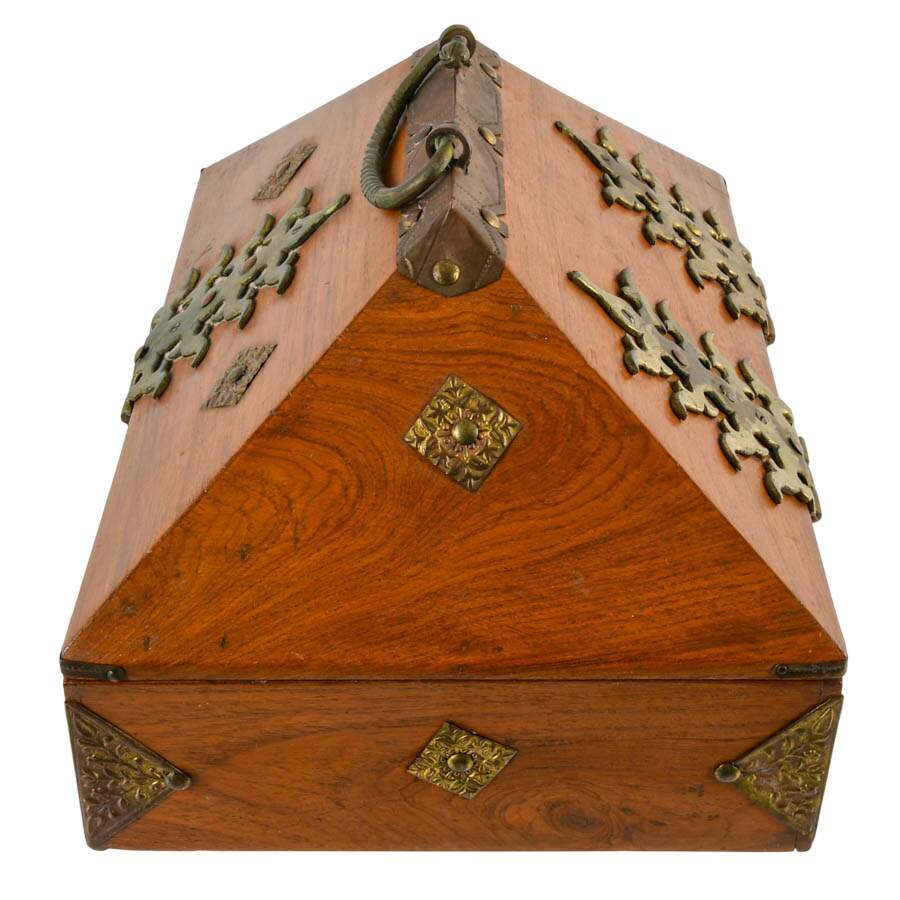 Antique South Indian Exotic Wood Kerala Dowry Box-7