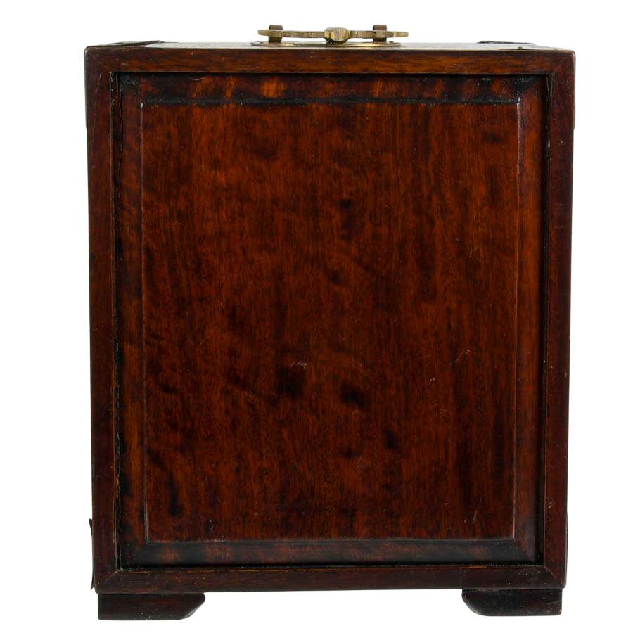 Vintage Chinese Huanghuali Wood and Brass Jewelry Box with Lock-6