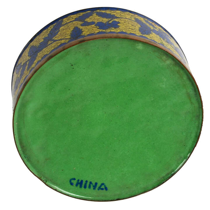 Chinese Cloisonné Blue and Yellow Trinket Box-4