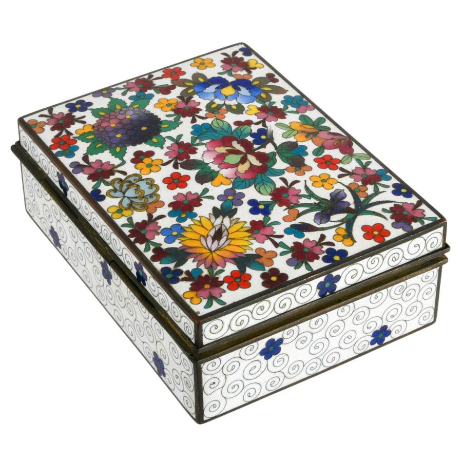 Japanese Polychrome Floral Cloisonné Box-5