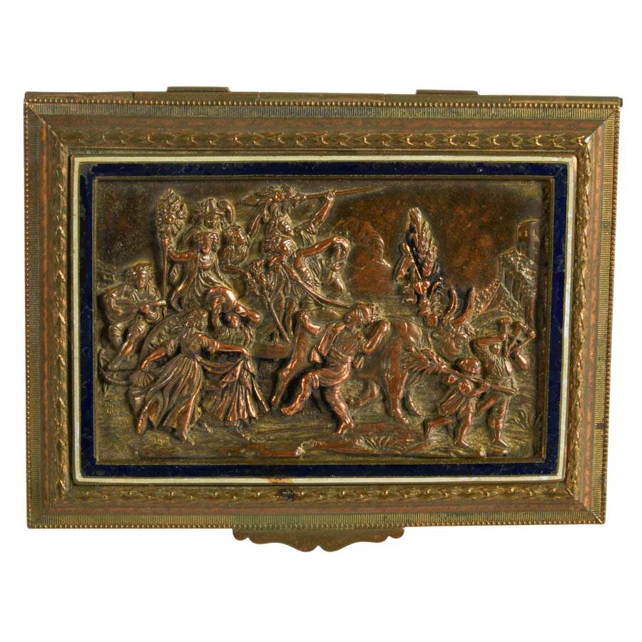Antique French Bronze Music Sewing Casket Box-6