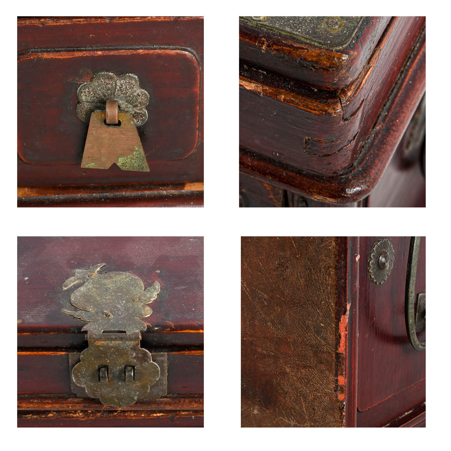 Antique Chinese Wood Traveling Dressing Box Jewelry Case with Mirror-2