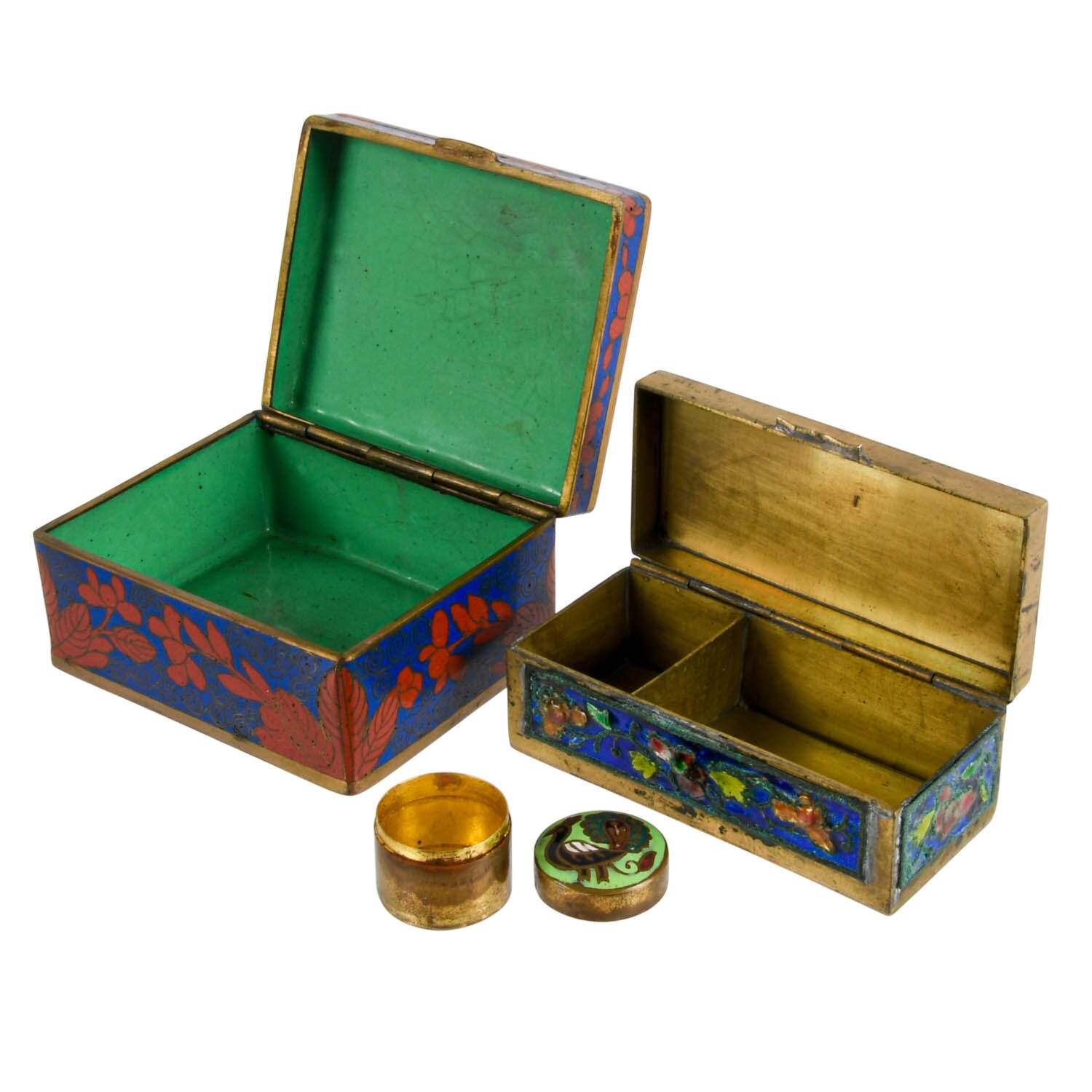 Grouping of Three Cloisonné Trinket Boxes-1
