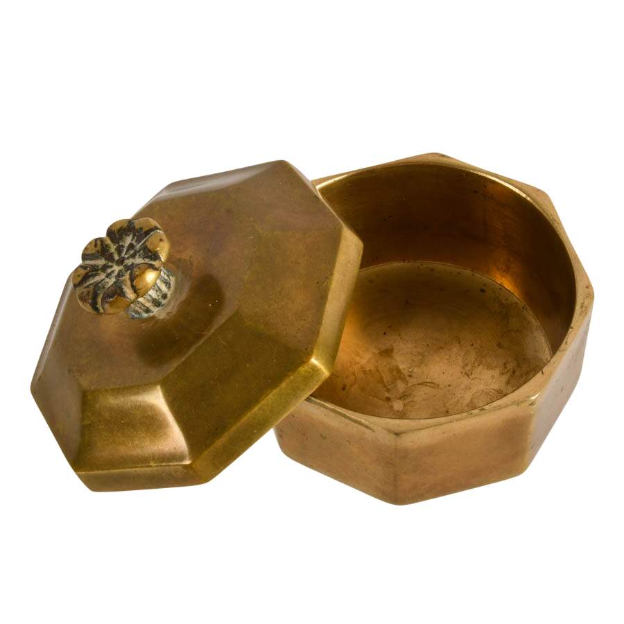 Mid-Century Brass Octagonal Trinket Box-6