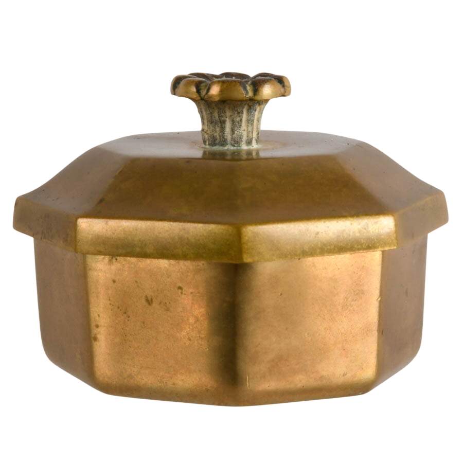 Mid-Century Brass Octagonal Trinket Box-3
