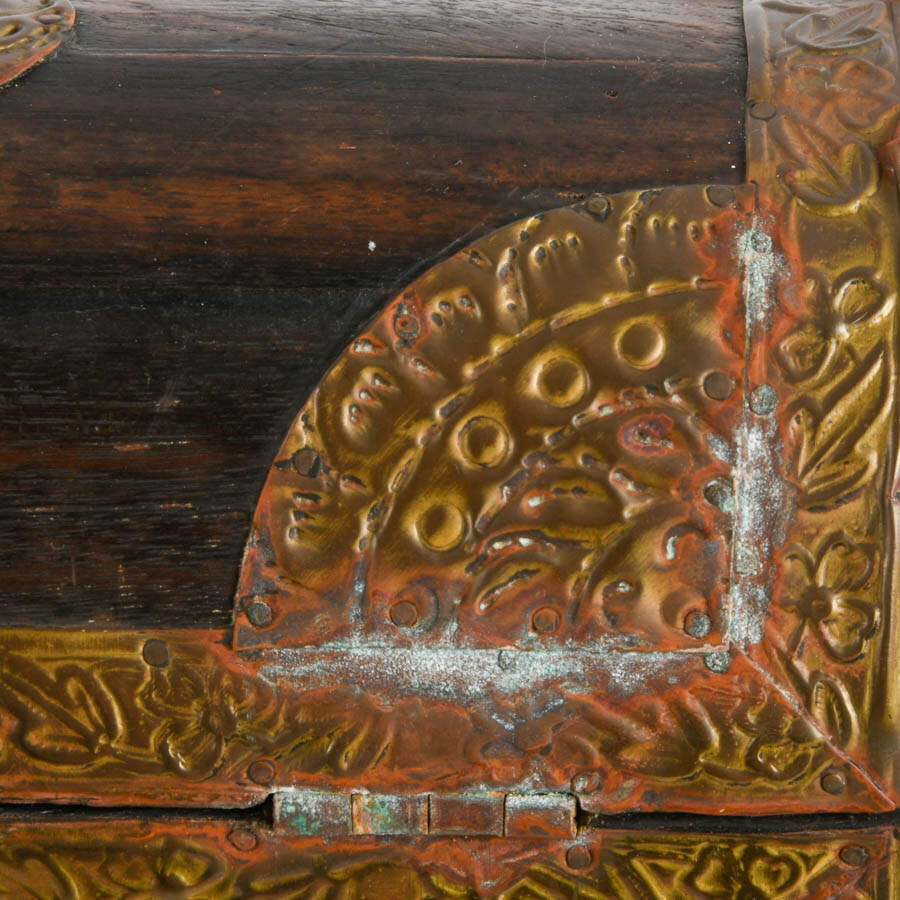 Detailed Brass Decorated Wood Trousseau Chest-6