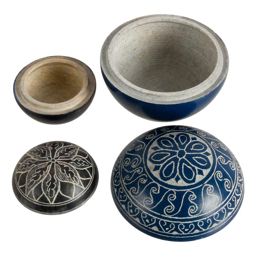 Set of Four Hand-Carved Stone Jewelry Boxes-7