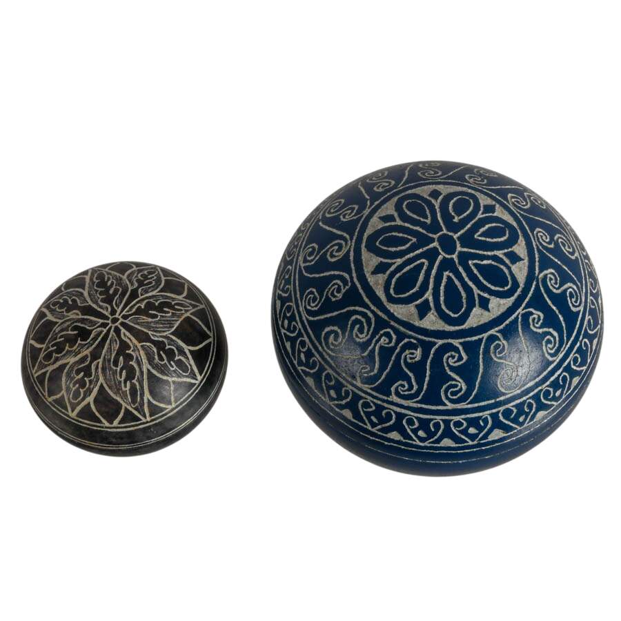 Set of Four Hand-Carved Stone Jewelry Boxes-5