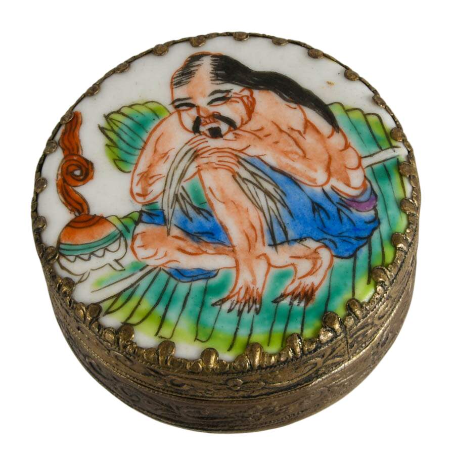 Trio of Cloisonné and Hand-Painted Chinese Trinket Boxes-3
