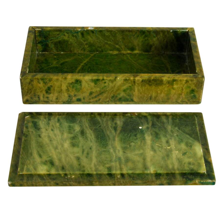Hand-Carved Italian Green Alabaster Marble Box-6