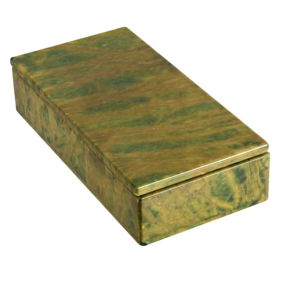 Hand-Carved Italian Green Alabaster Marble Box-5