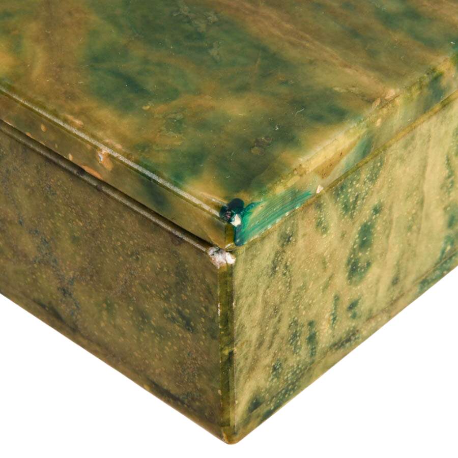 Hand-Carved Italian Green Alabaster Marble Box-4