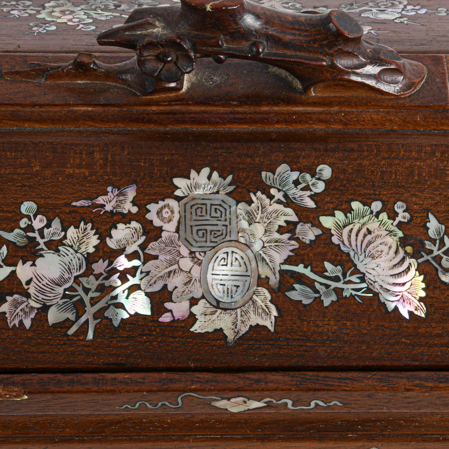 Chinese Wood Box with Mother of Pearl Inlay-2