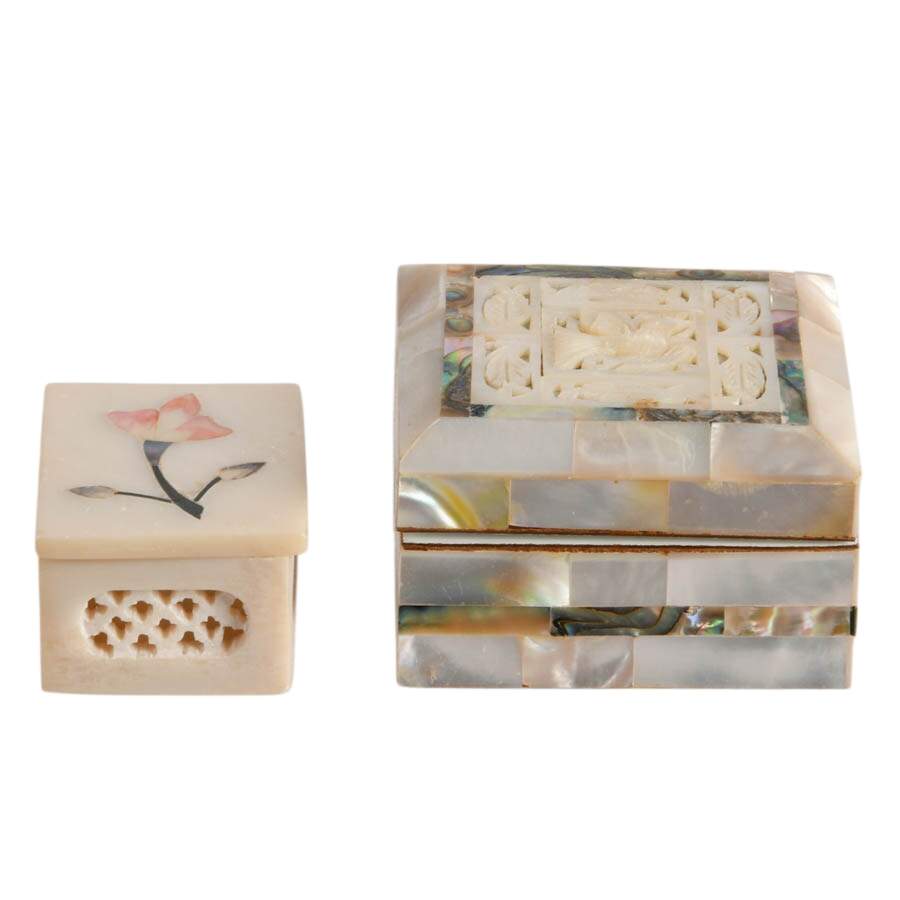 Pair of Mother of Pearl Trinket Boxes-2