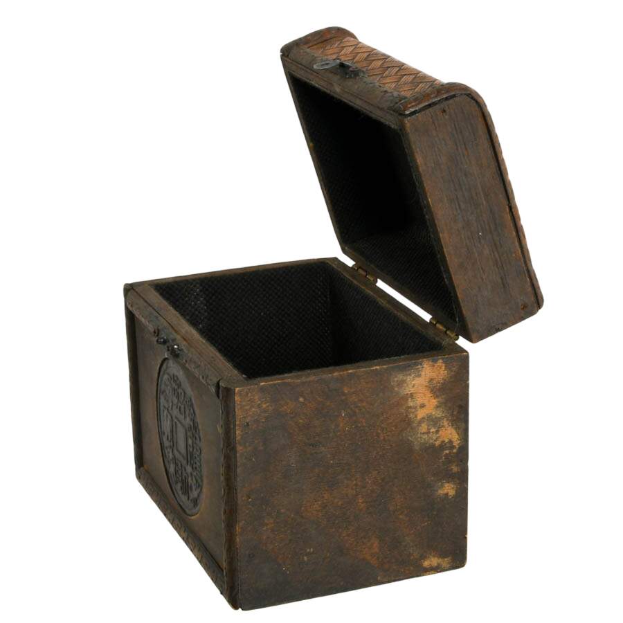 Antique Chinese Wood and Metal Chabako Box-3