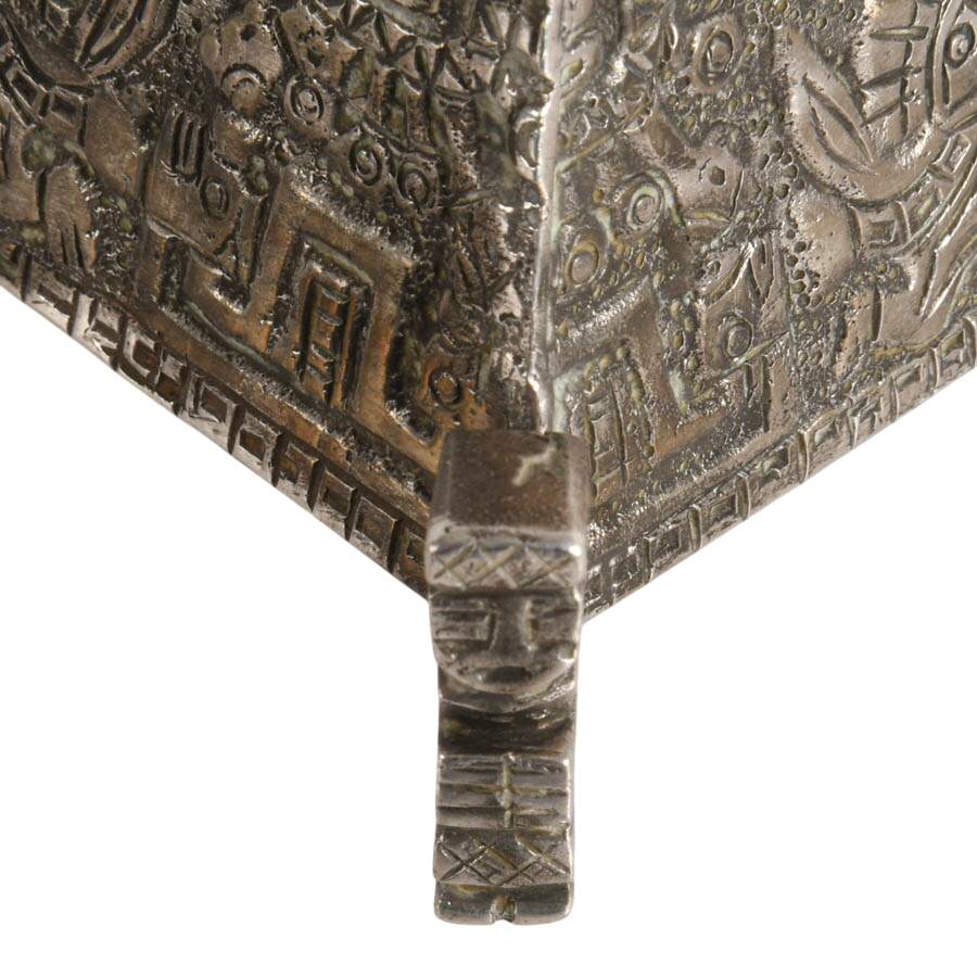 Peruvian Silver Trinket Box with Incan-Inspired Design-5